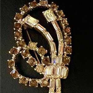 Antique Elegant Gold and Brown Women's Brooch